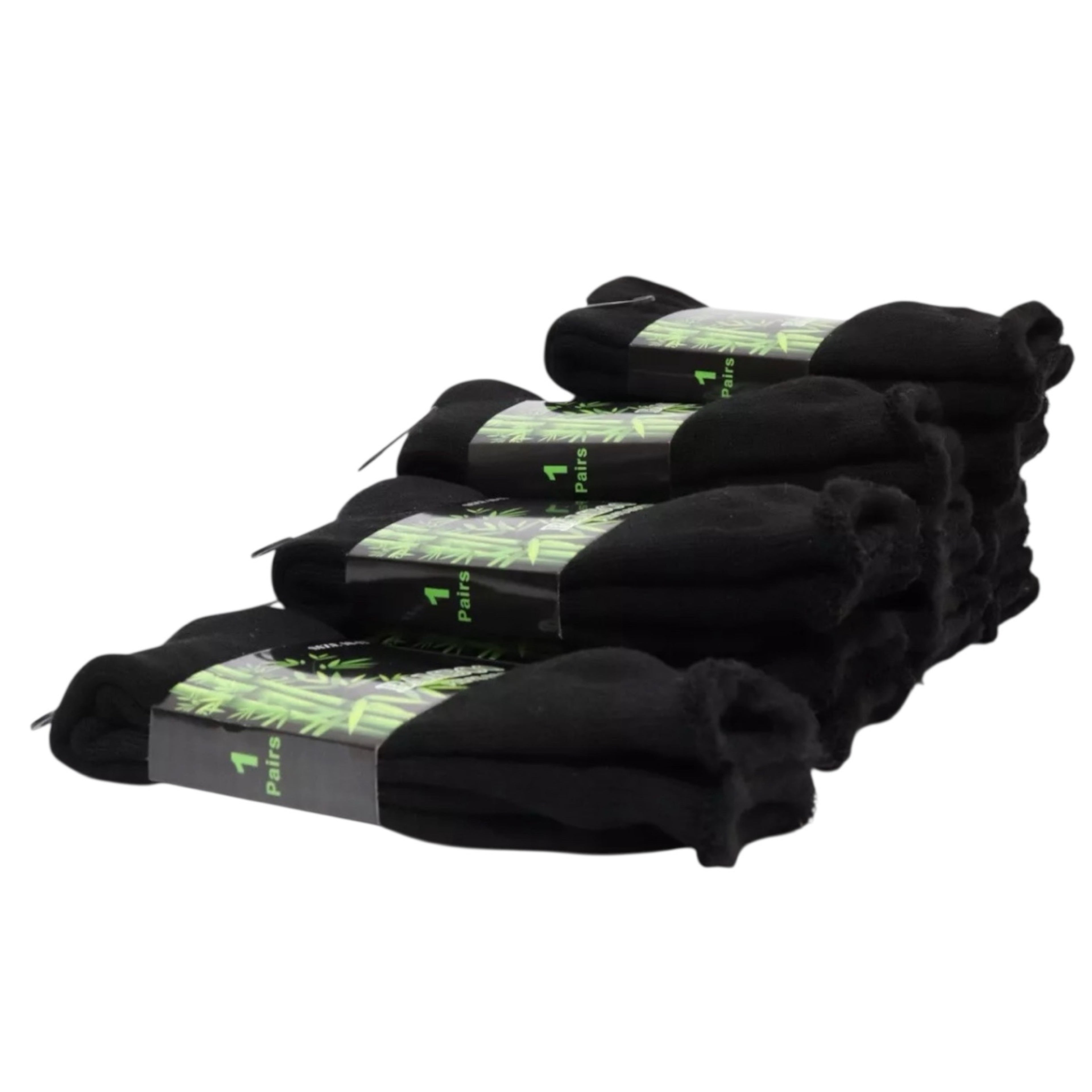 Men’s Bamboo Work Socks Size 10–13 — Thermal Cushioned Crew, Black (3–12 Pairs)