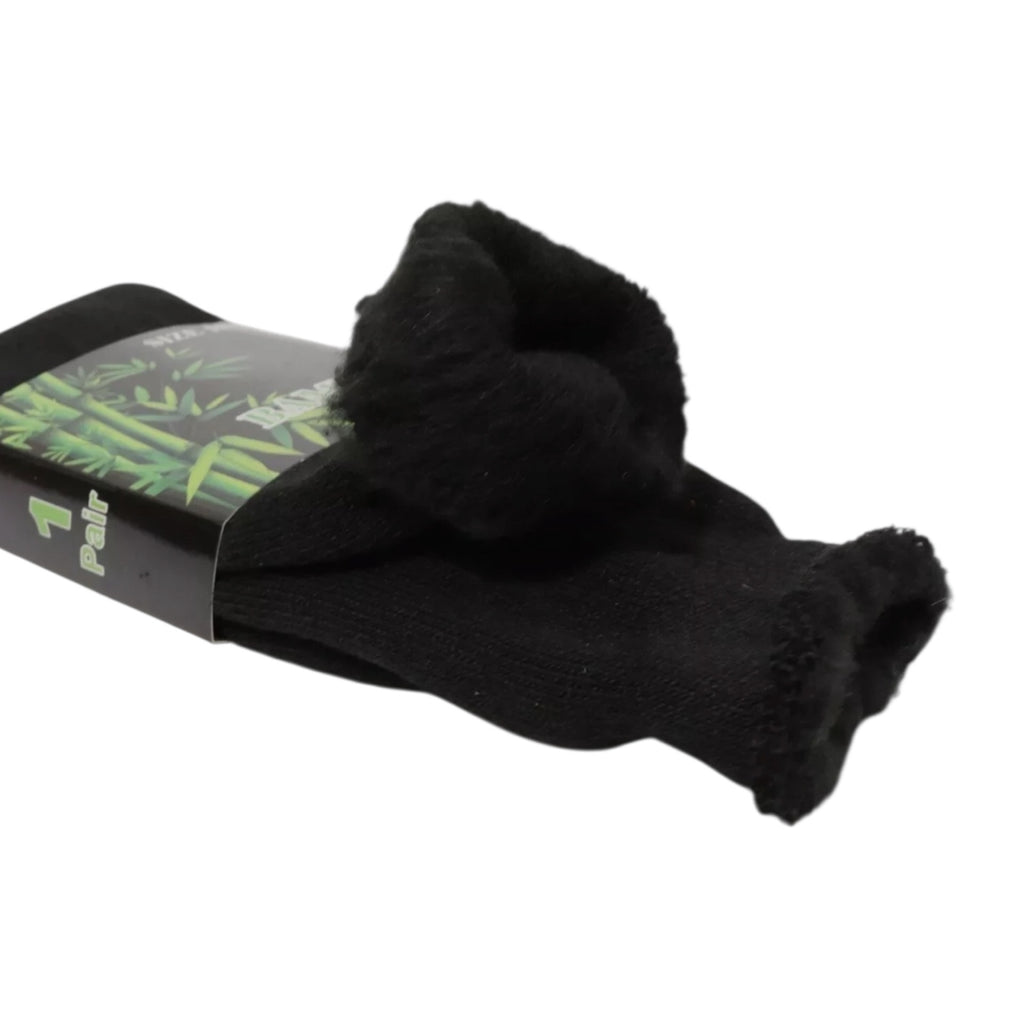 Men’s Bamboo Work Socks Size 10–13 — Thermal Cushioned Crew, Black (3–12 Pairs)