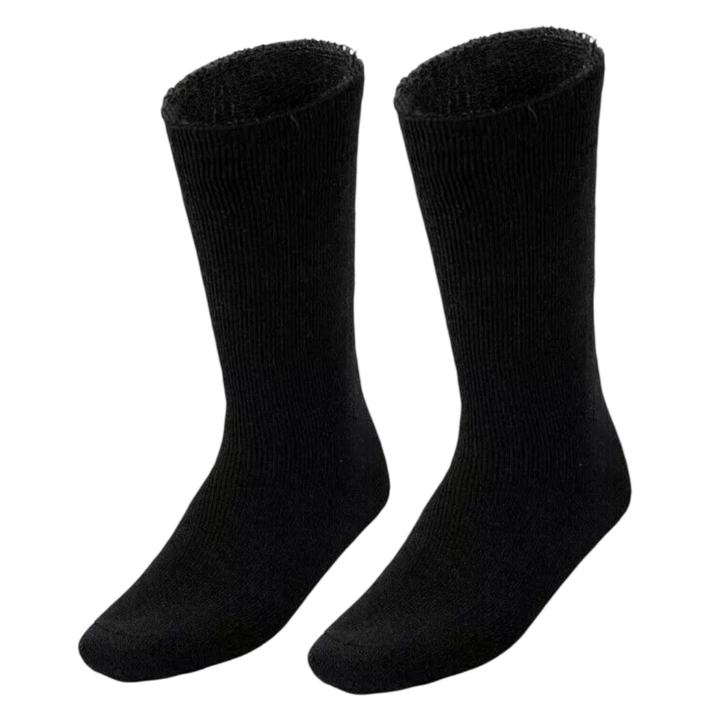 Men’s Bamboo Work Socks Size 10–13 — Thermal Cushioned Crew, Black (3–12 Pairs)