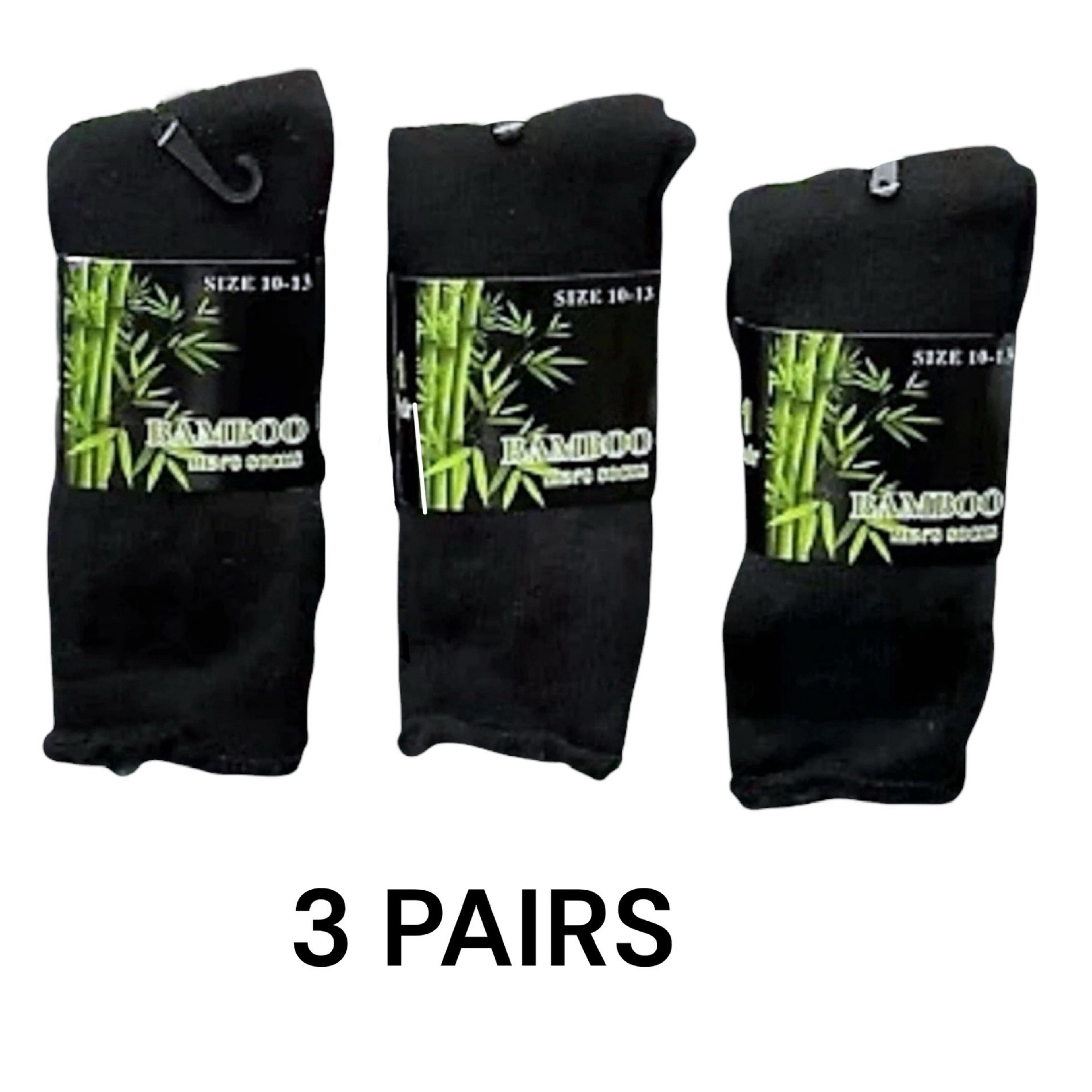 Men’s Bamboo Work Socks Size 10–13 — Thermal Cushioned Crew, Black (3–12 Pairs)