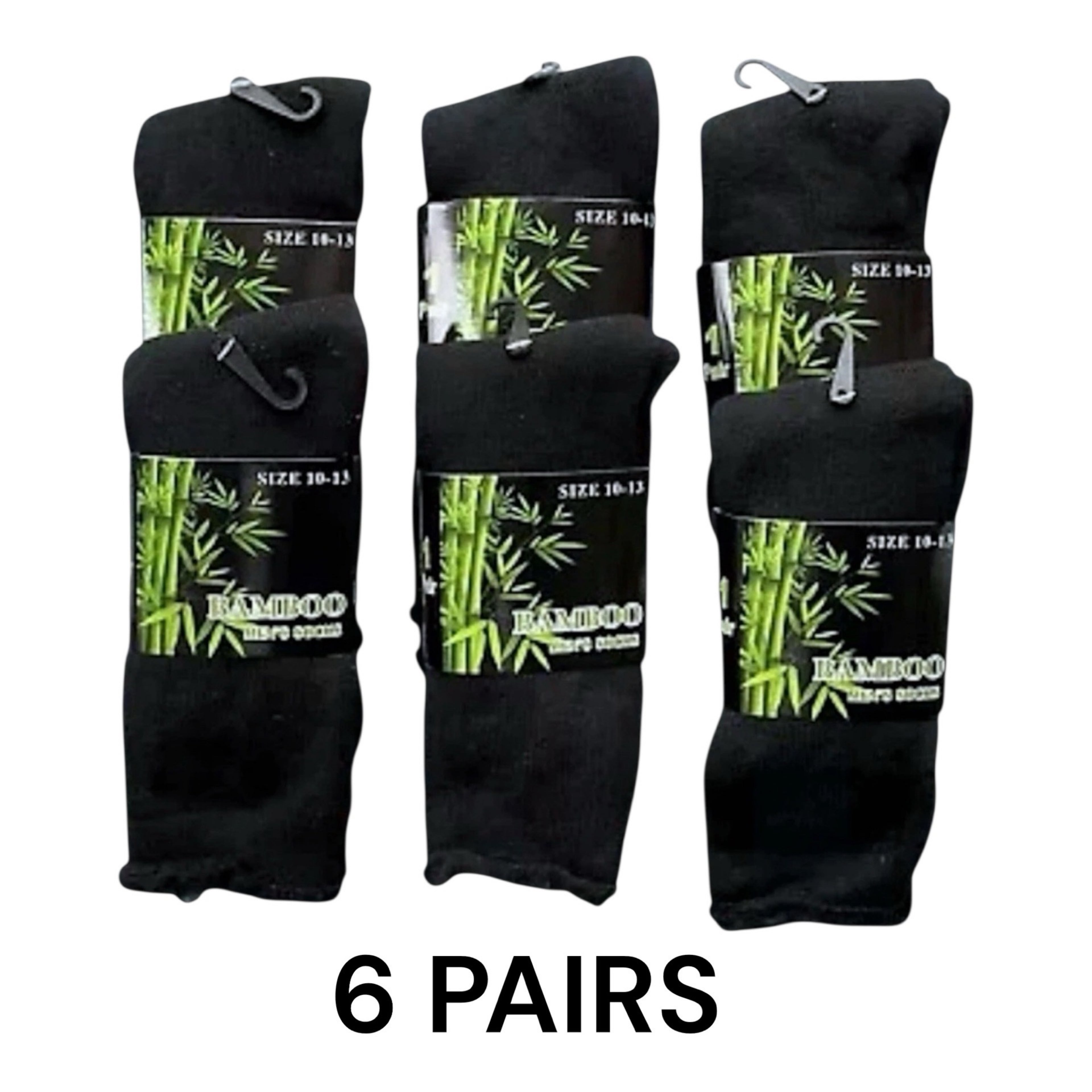 Men’s Bamboo Work Socks Size 10–13 — Thermal Cushioned Crew, Black (3–12 Pairs)